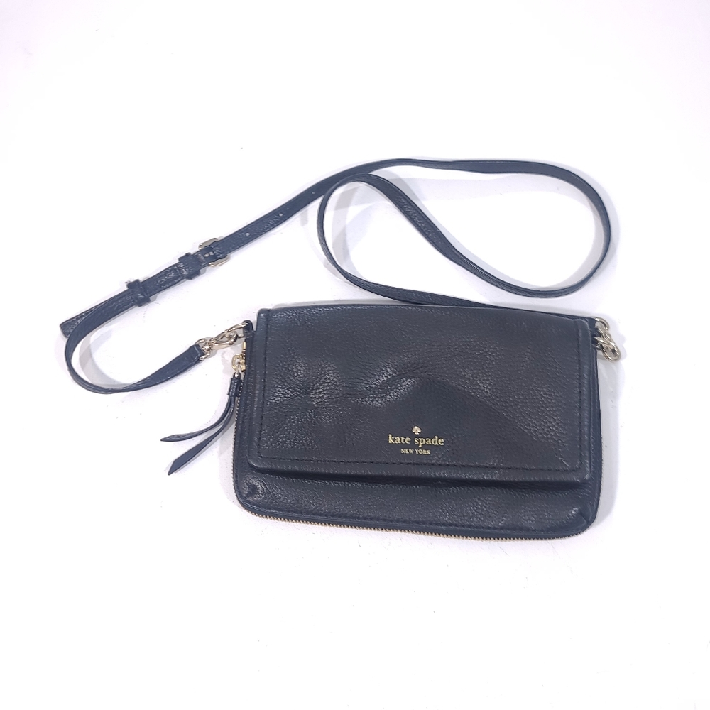 kate spade Black leather crossbody bag with zipper detail striped Inside